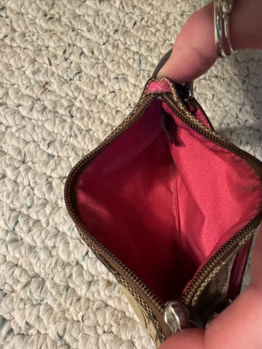 Y2K Coach Signature Canvas Wristlet in Brown and Pink - Picture 3 of 3